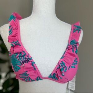 Sisstrevolution Woman Ruffles Sleeve Bikini Top Sz L NWT
